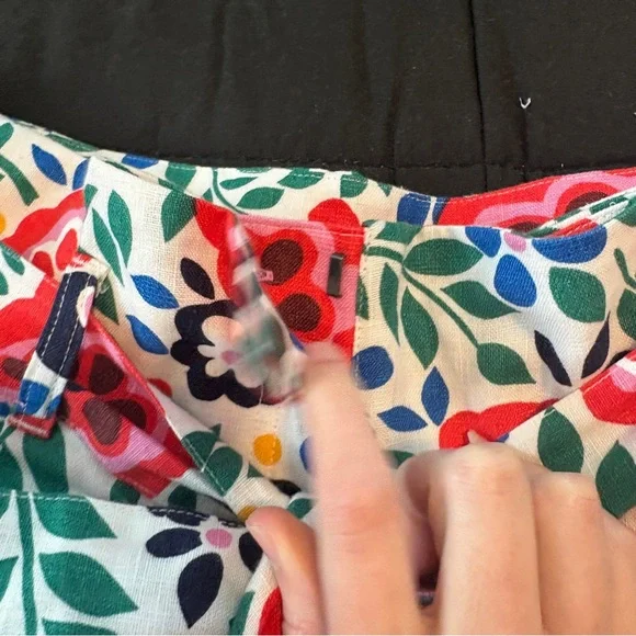 Boden Belted Linen Pant Multi Foliage Womens Size‎ 14